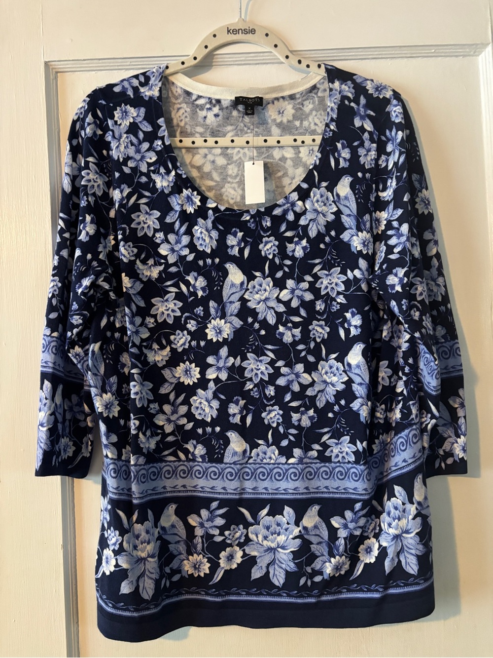 NWT Talbots Navy Blue floral top